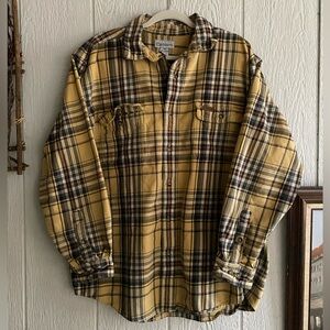 Vtg Y2K Carhartt Yellow 100% Cotton Plaid Thick Casual Workwear Flannel Shirt XL